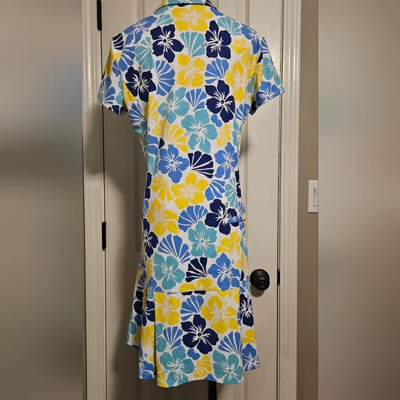 NWT J. McLaughlin Dorte Dress: Multi Hibiscus Print: Size- Large: UPF 50+ - Picture 8 of 12